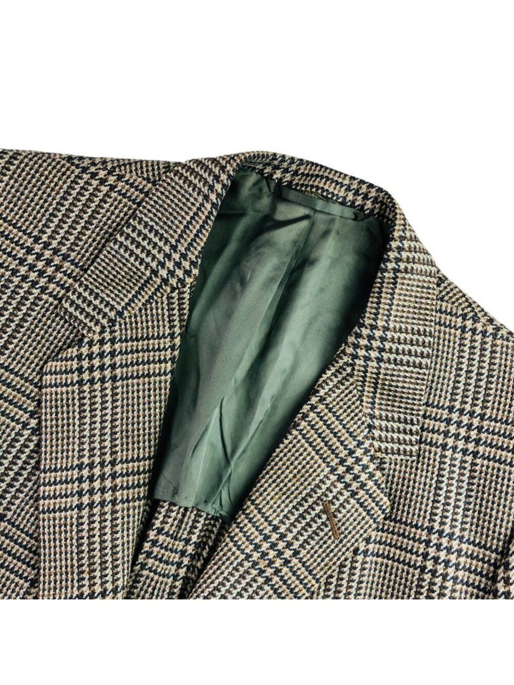 VTG Oxxford Clothes Men’s Wool Tweed 2-Button Blazer Houndstooth Plaid • 44 Long